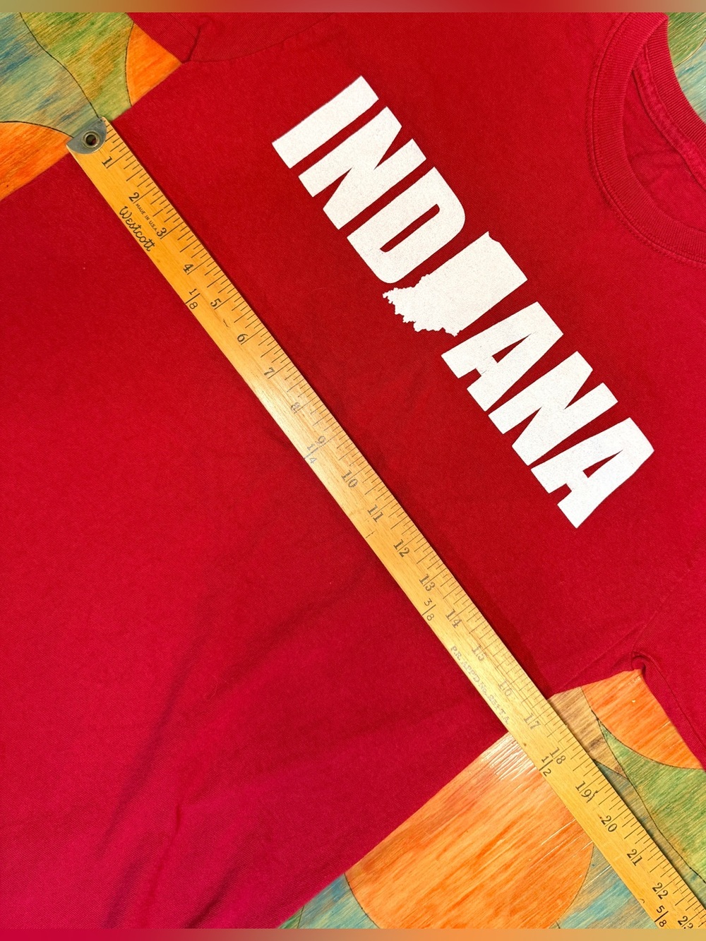Indiana University IU Hoosiers Cotton Red Shirt Size Medium State Shape Pullover - Picture 3 of 5